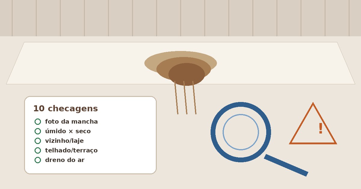 Mancha no teto que cresce: 10 checagens antes de quebrar o forro por infiltração