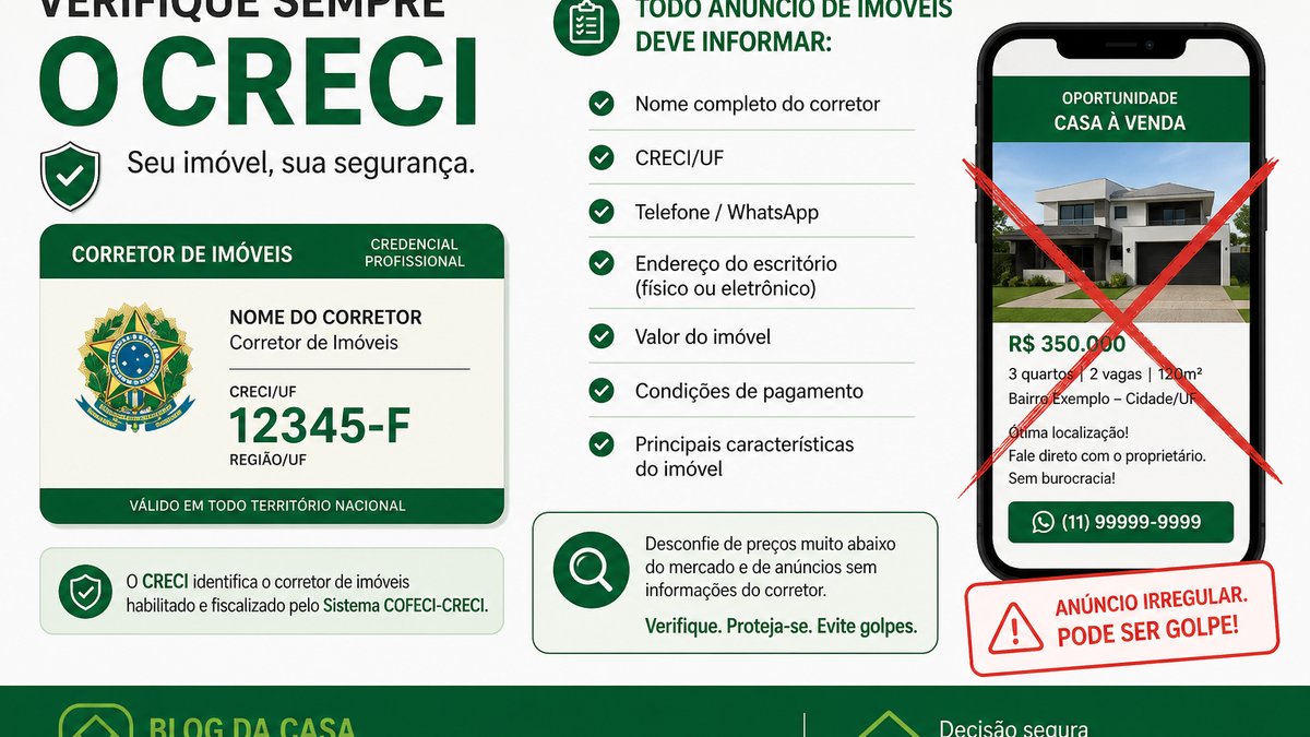 Consulta ao número de inscrição CRECI antes de pagar sinal de imóvel