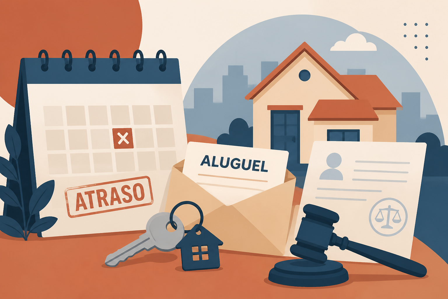 Ilustração sobre atraso de aluguel e ação de despejo