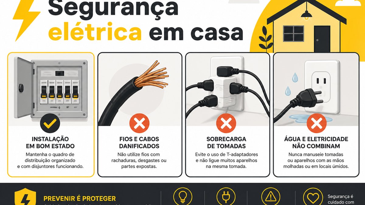 Tomada residencial e hábitos seguros para evitar acidentes elétricos em casa