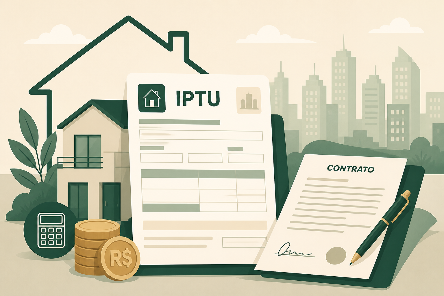 Ilustração sobre IPTU e contrato de aluguel