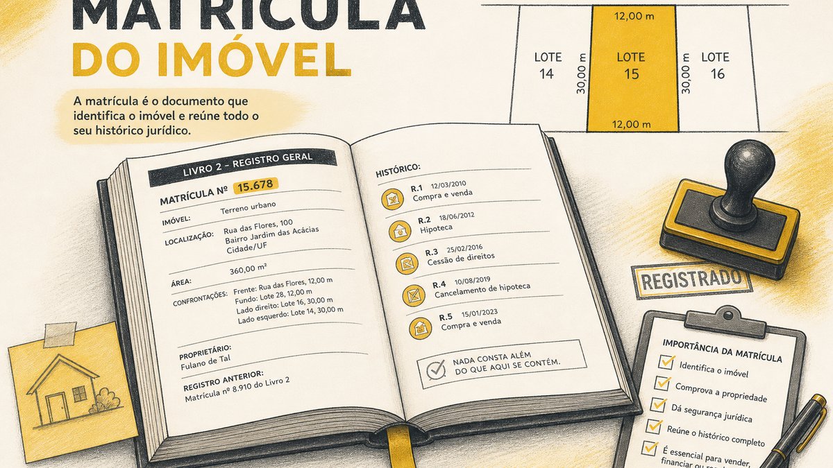 Certidão de matrícula de imóvel com titularidade e ônus para conferência antes da compra