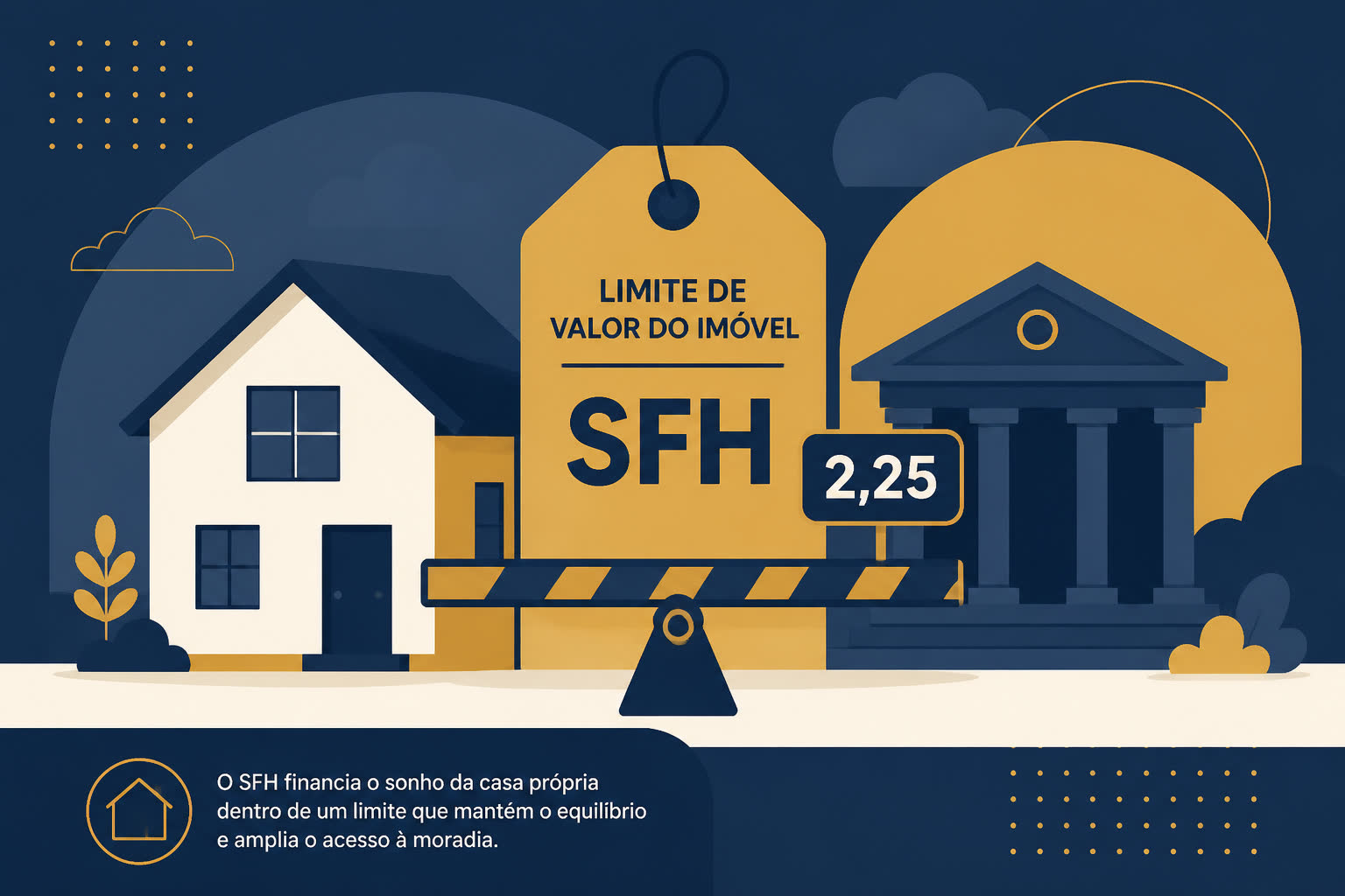 Ilustração do limite de avaliação do SFH em R$ 2,25 milhões, sem pessoas reais