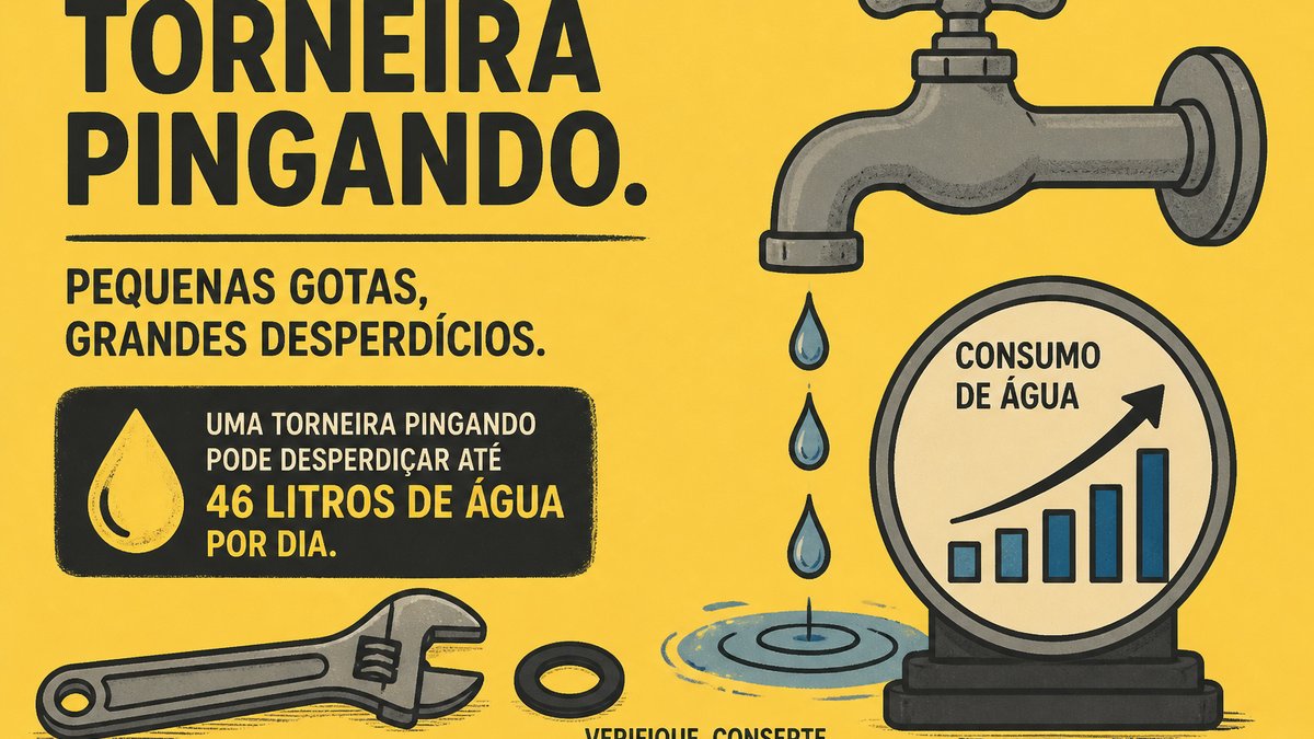 Torneira de pia gotejando, com registro fechado para troca do vedante